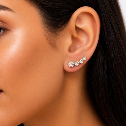 Brinco Ear Cuff Ponto de Luz Zircônia Cristal Ouro