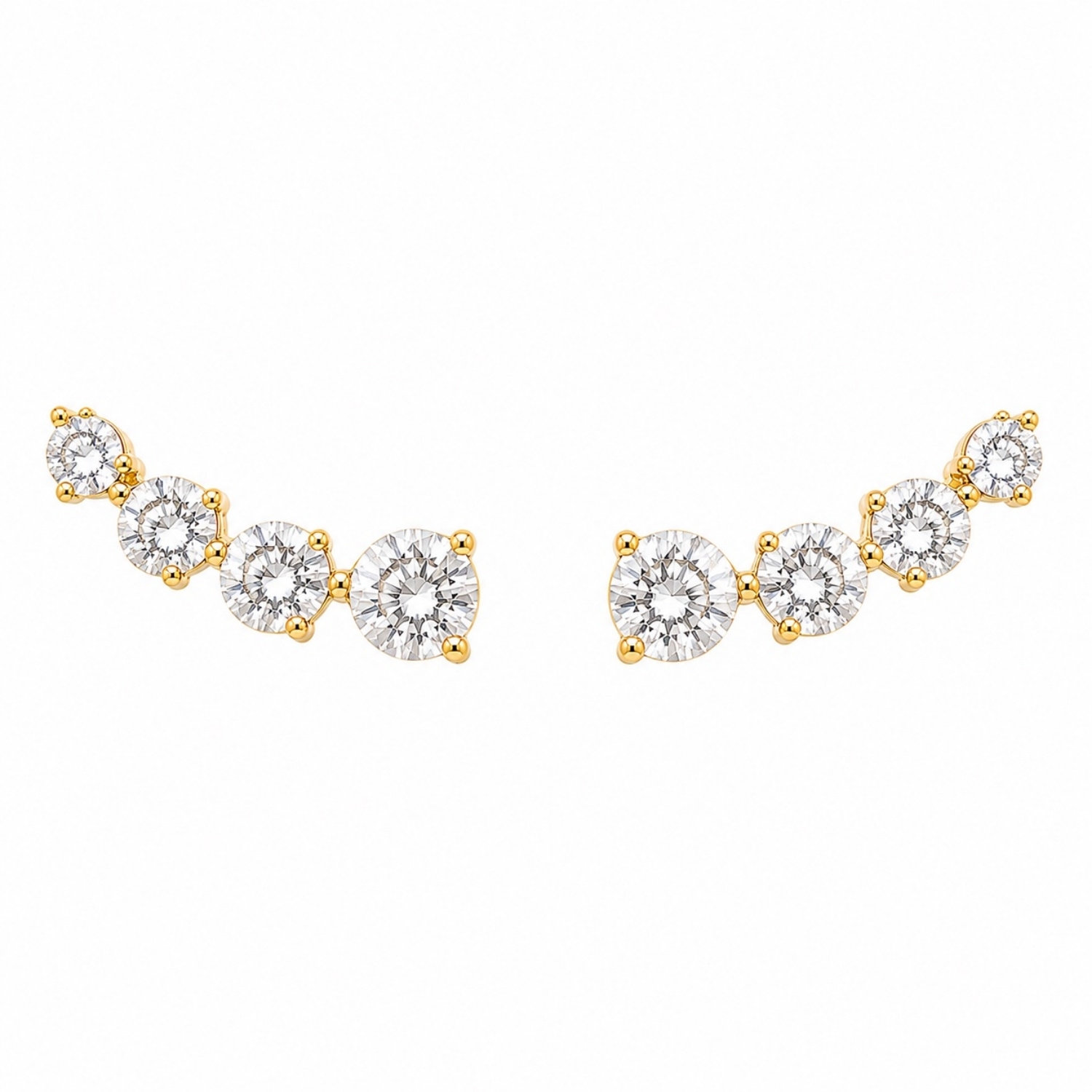 Brinco Ear Cuff Ponto de Luz Zircônia Cristal Ouro