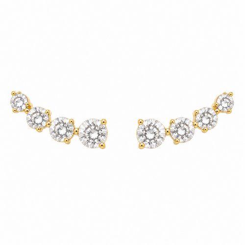 Brinco Ear Cuff Ponto de Luz Zirc�nia Cristal Ouro