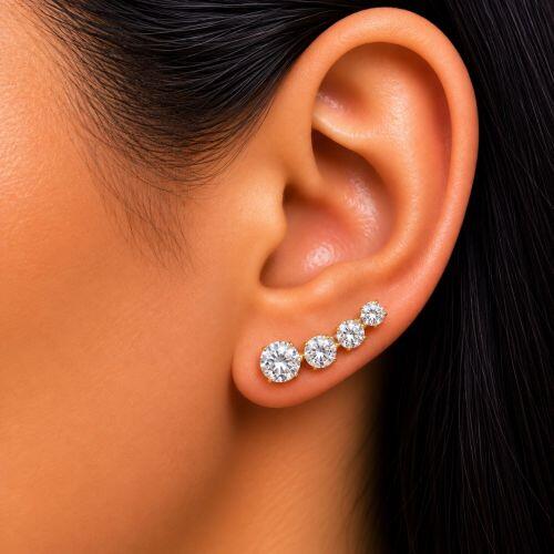 Brinco Ear Cuff Ponto de Luz Zirc�nia Cristal Ouro