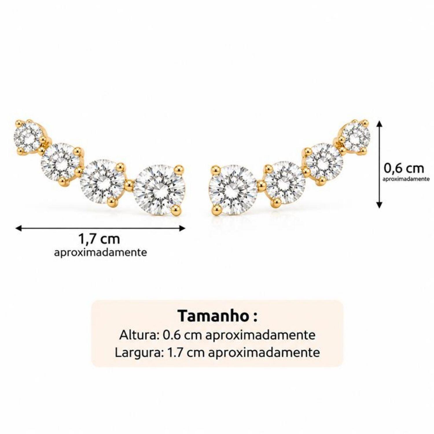 Brinco Ear Cuff Ponto de Luz Zircônia Cristal Ouro