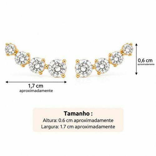 Brinco Ear Cuff Ponto de Luz Zircônia Cristal Ouro