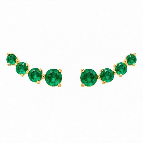 Brinco Ear Cuff Ponto de Luz Zirc�nia Esmeralda Ouro