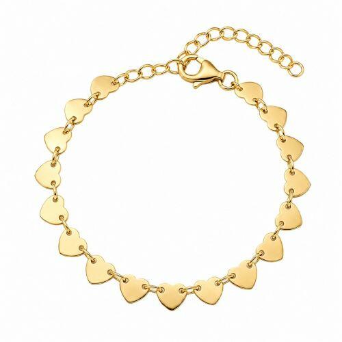 Pulseira Medalhas de Cora��es Banhado a Ouro
