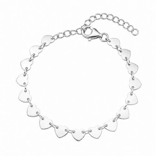 Pulseira Medalhas de Cora��o Banhado a Prata