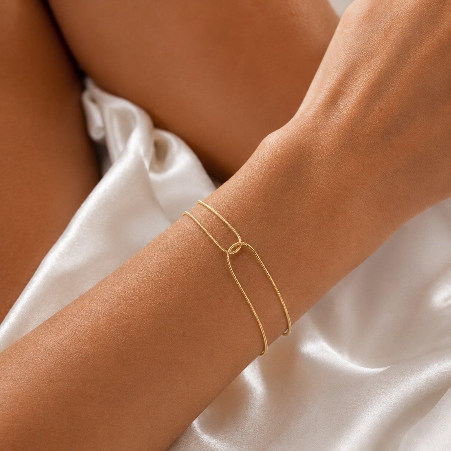 Pulseira 2 Fios Rabo de Rato Banhado a Ouro