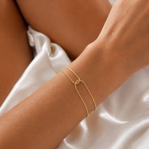 Pulseira 2 Fios Rabo de Rato Banhado a Ouro