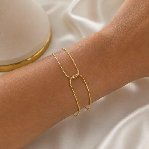 Pulseira 2 Fios Rabo de Rato Banhado a Ouro