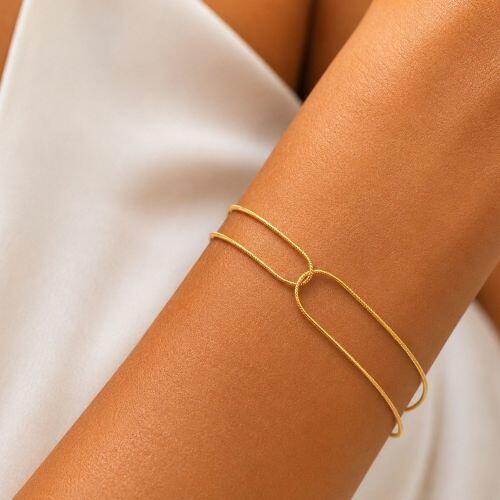 Pulseira 2 Fios Rabo de Rato Banhado a Ouro