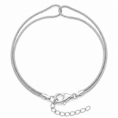 Pulseira 2 Fios Rabo de Rato Banhado a Prata