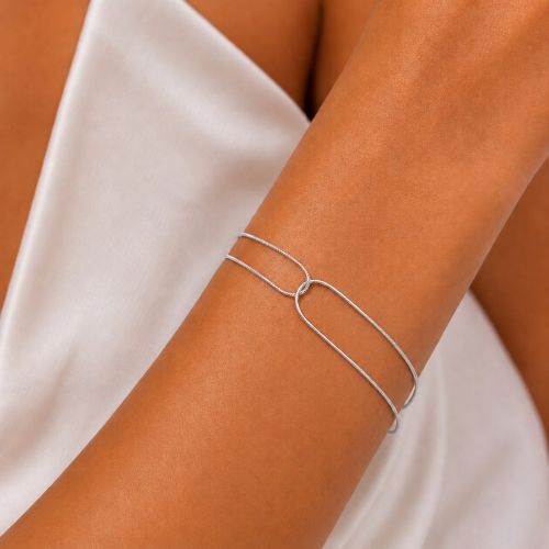 Pulseira 2 Fios Rabo de Rato Banhado a Prata