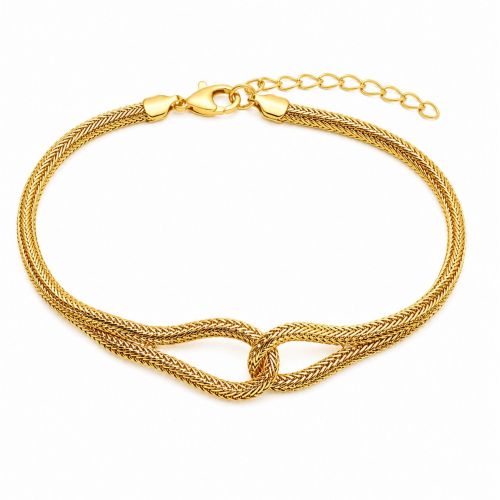 Pulseira Laminada Nó 2 Fios Banhado a Ouro