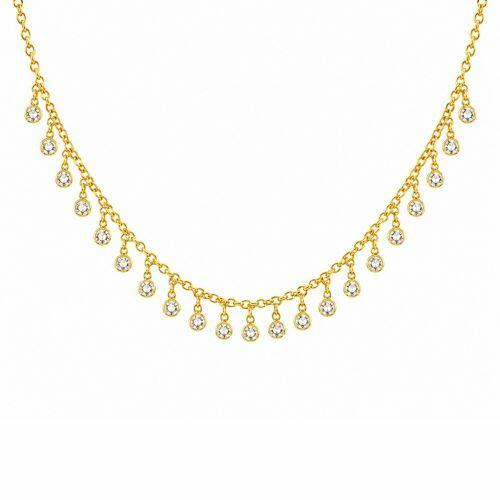 Colar Elo Portugu�s com Pontos de Luz Zirc�nia Cristal Banhado a Ouro