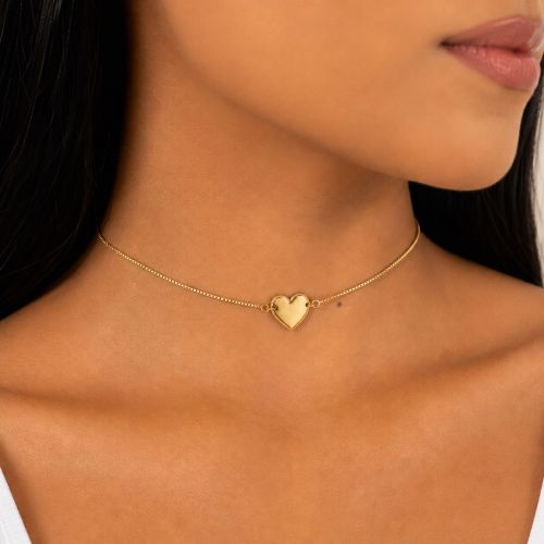 Choker Coração Banhado a Ouro