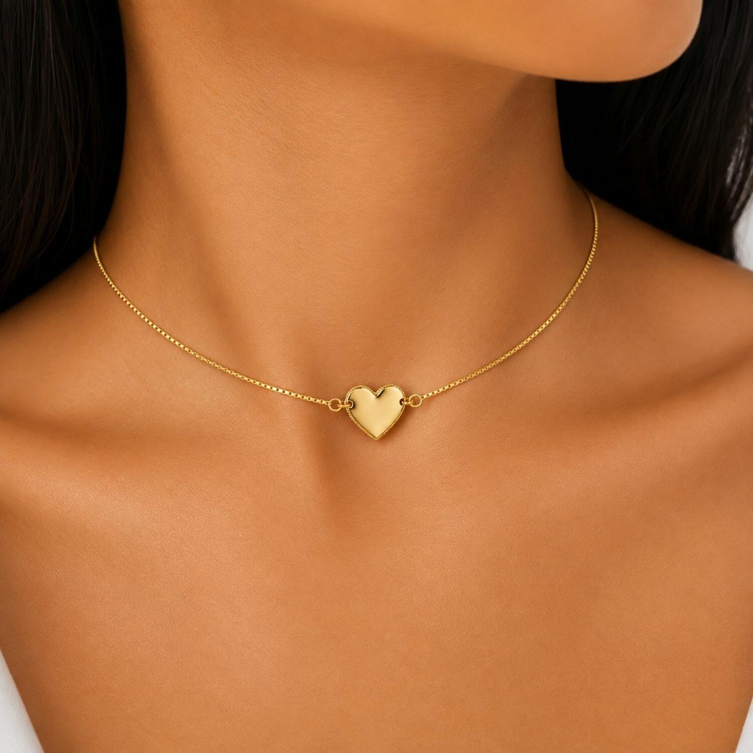 Choker Coração Banhado a Ouro