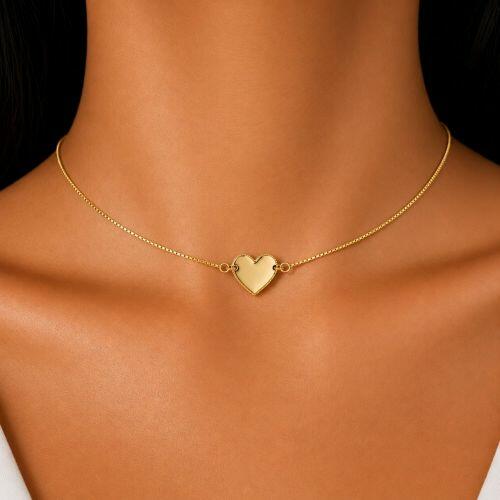 Choker Cora��o Banhado a Ouro