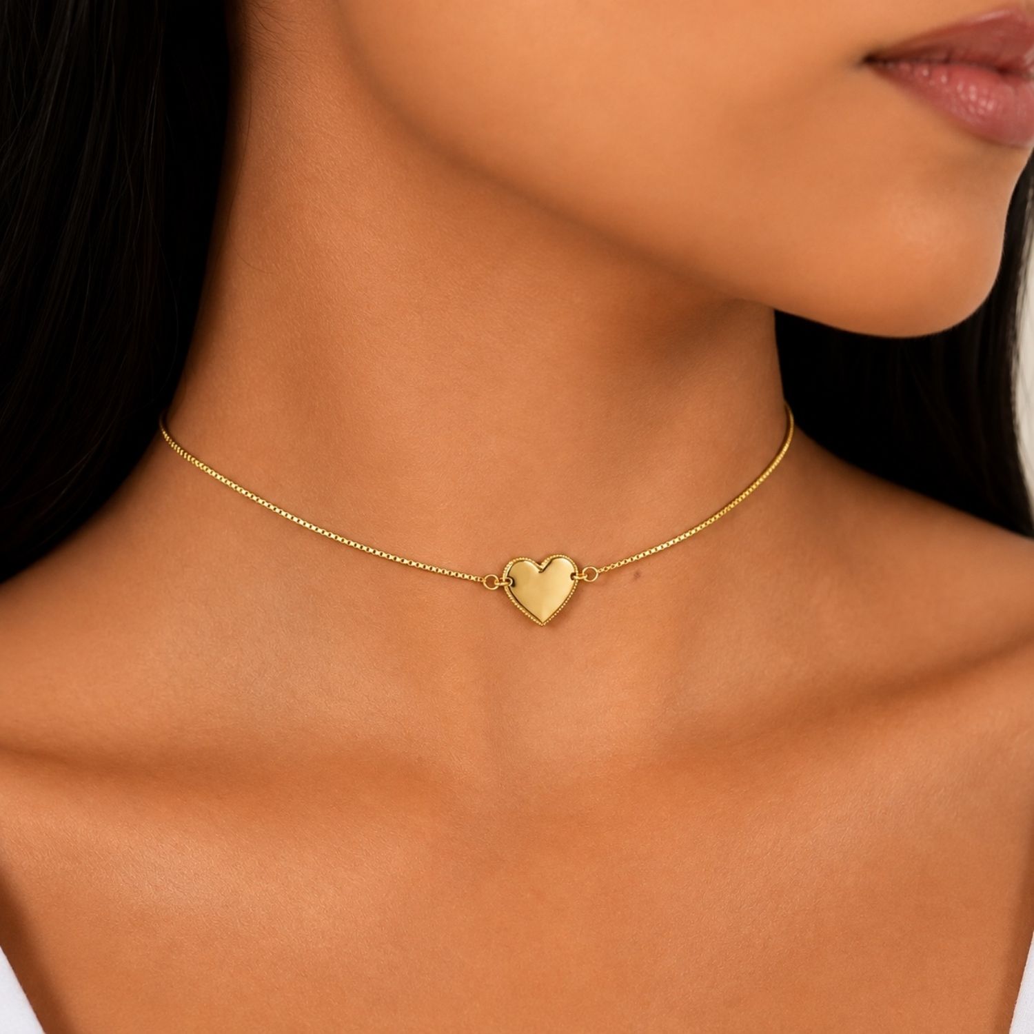 Choker Coração Banhado a Ouro