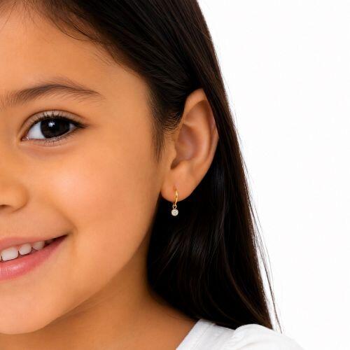 Brinco Infantil Argola Ponto de Luz Banhado a Ouro