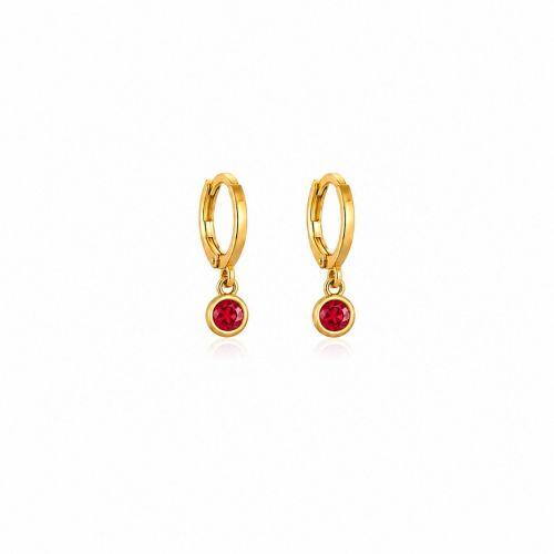 Brinco Infantil Argola Ponto de Luz Zirc�nia Rubi Banhado a Ouro