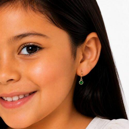 Brinco Infantil Argola Ponto de Luz Zirc�nia Esmeralda  Banhado a Ouro