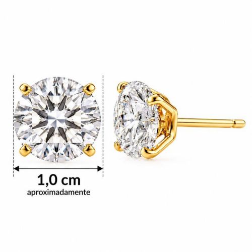 Brinco Ponto de Luz 1,0 cm de Diâmetro Banhado em Ouro 18k