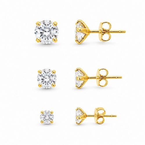 Brinco Trio Ponto de Luz Zirc�nia Cristal Banhado a Ouro
