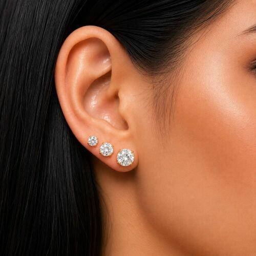 Brinco Trio Ponto de Luz Zirc�nia Cristal Banhado a Ouro