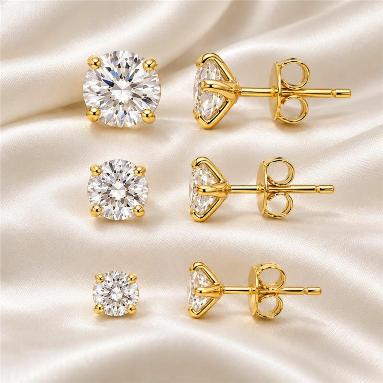 Brinco Trio Ponto de Luz Zircônia Cristal Banhado a Ouro