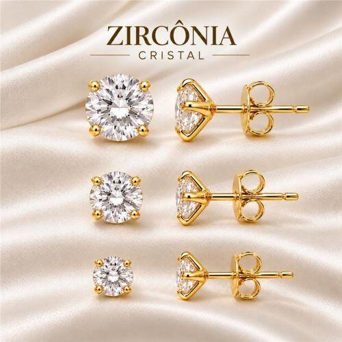 Brinco Trio Ponto de Luz Zircônia Cristal Banhado a Ouro