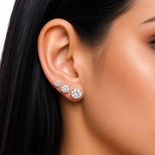 Brinco Trio Ponto de Luz Zirc�nia Cristal Banhado a Prata