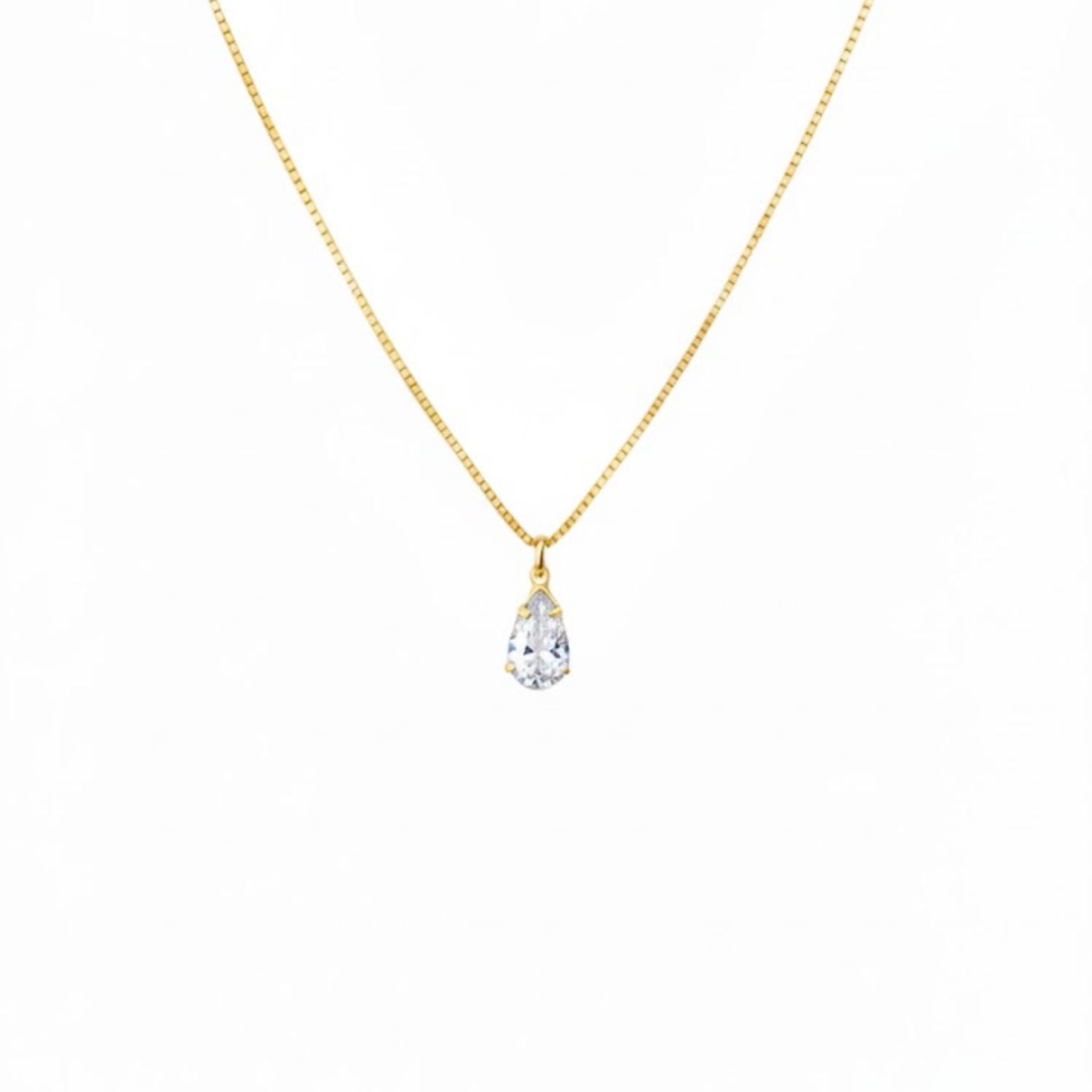 Colar com Gota Zircônia Cristal Banhado a Ouro