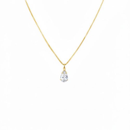 Colar com Gota Zircônia Cristal Banhado a Ouro