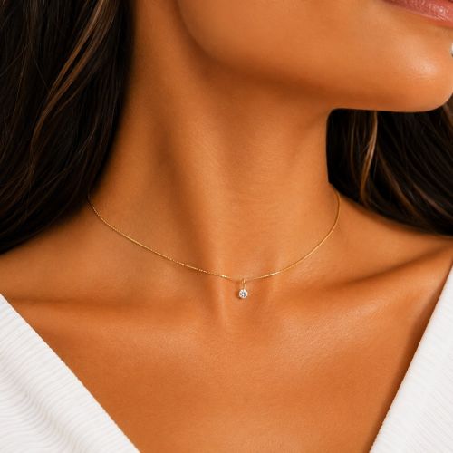 Choker Ponto de Luz Zirc�nia Cristal  Banhado a Ouro
