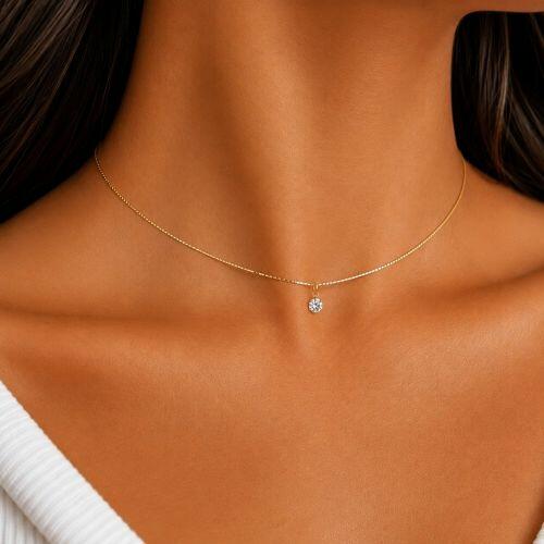 Choker Ponto de Luz Zirc�nia Cristal  Banhado a Ouro