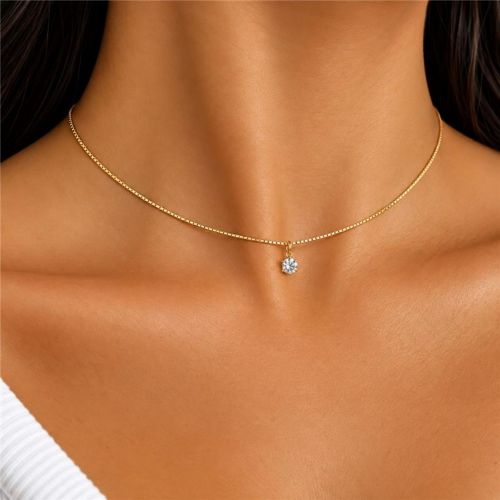 Choker Ponto de Luz Zircônia Cristal Banhado a Ouro