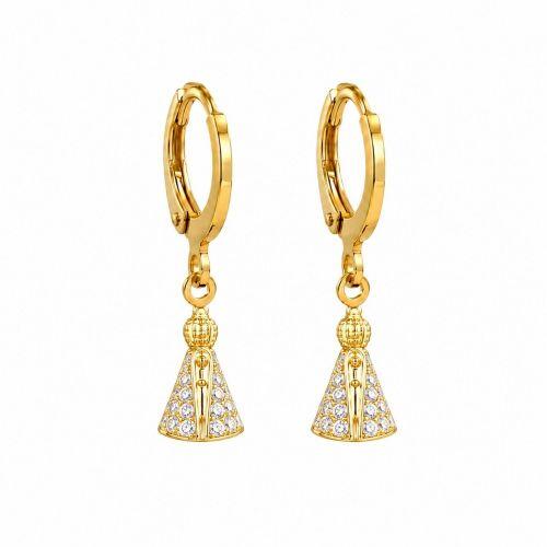 Brinco Argola Nossa Senhora Aparecida Zirc�nia Cristal Banhado a Ouro