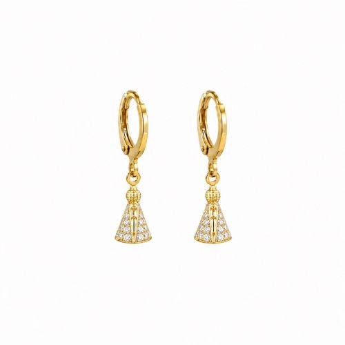 Brinco Argola Nossa Senhora Aparecida Zircônia Cristal Banhado a Ouro