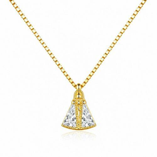 Colar Nossa Senhora Aparecida Zirc�nia Cristal Banhado a Ouro