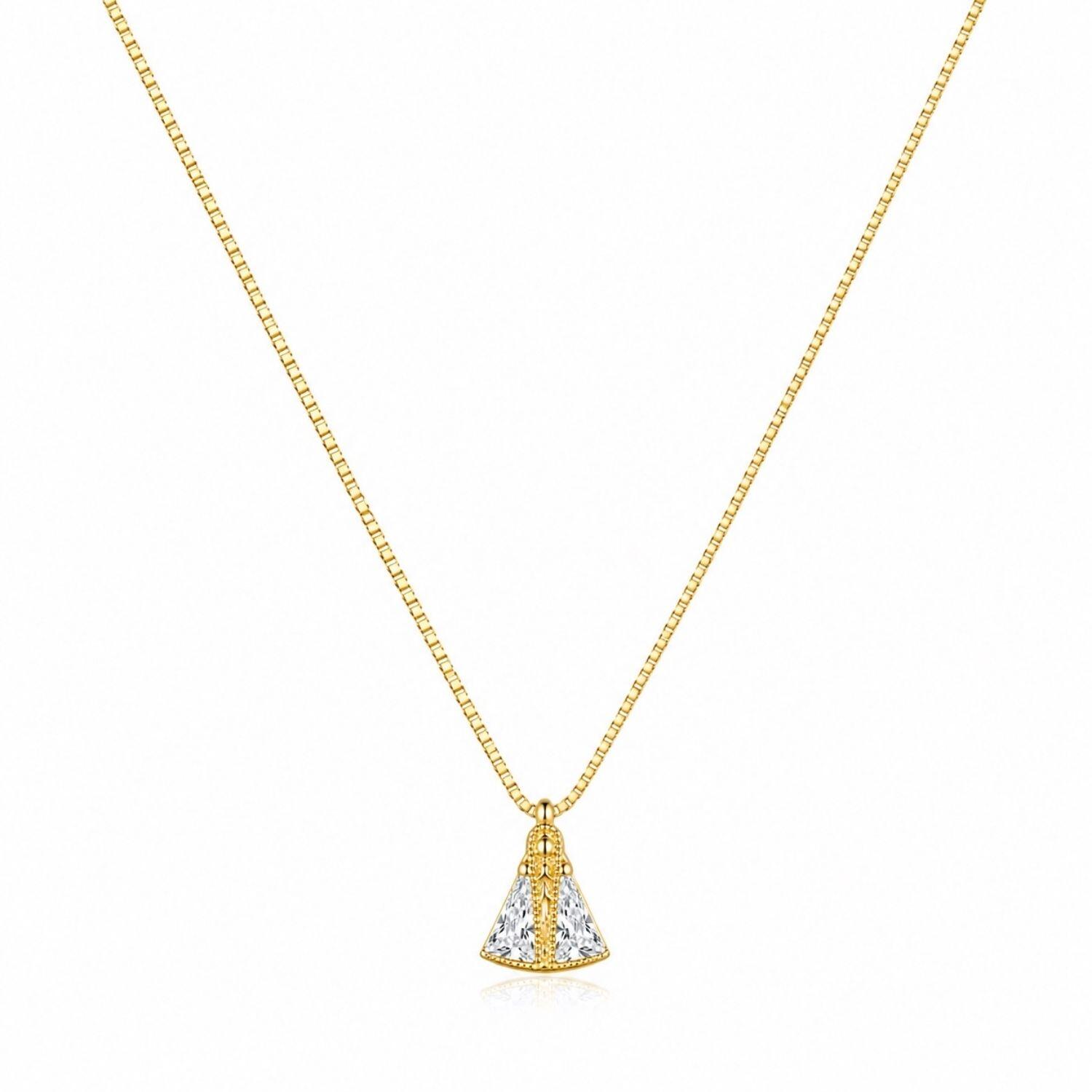 Colar Nossa Senhora Aparecida Zircônia Cristal Banhado a Ouro