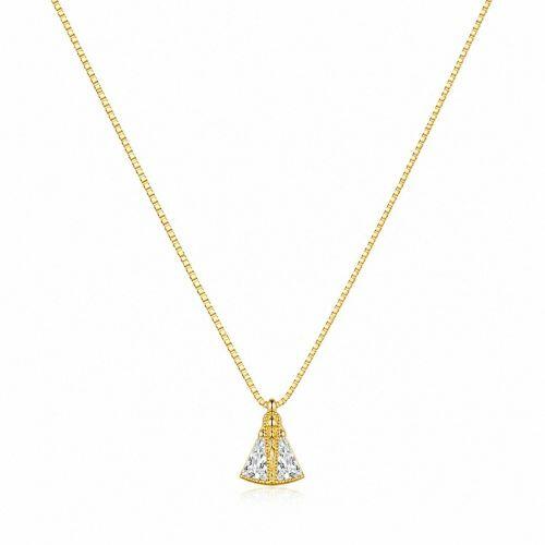Colar Nossa Senhora Aparecida Zircônia Cristal Banhado a Ouro