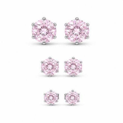 Brinco Trio Ponto de Luz Zirc�nia Rosa A�o Inox