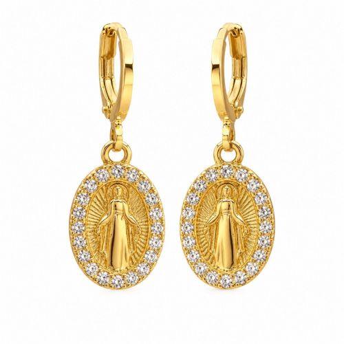 Brinco Argola Nossa Senhora Milagrosa Zirc�nia Cristal Banhado a Ouro