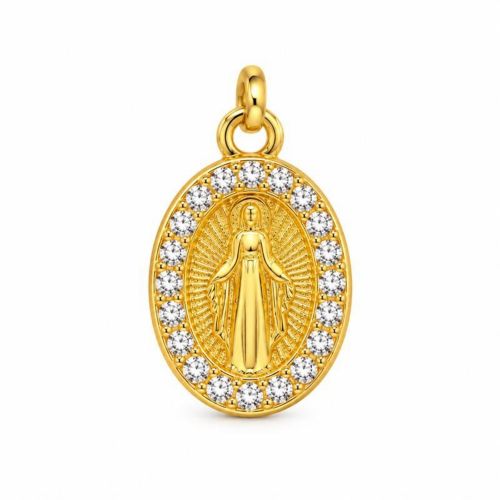 Brinco Argola Nossa Senhora Milagrosa Zircônia Cristal Banhado a Ouro