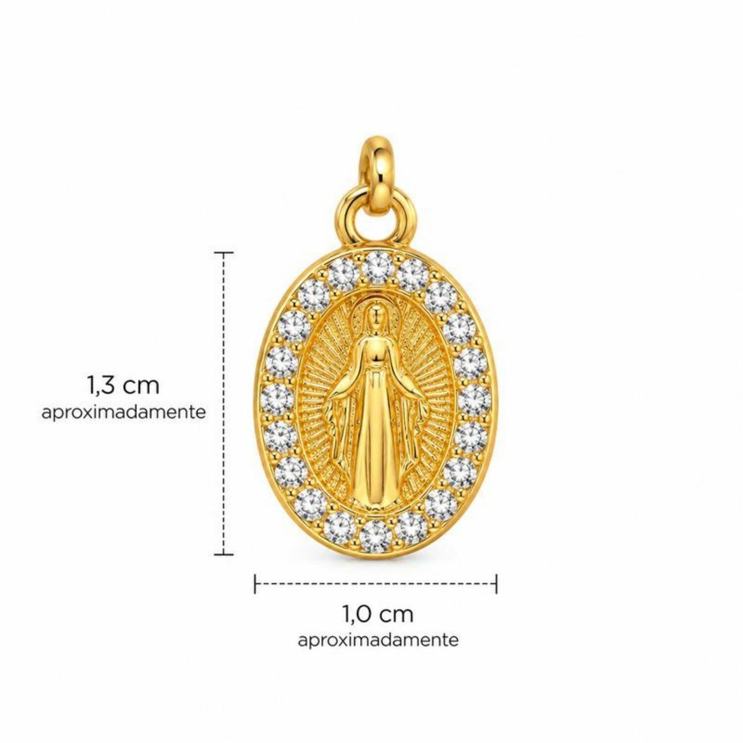 Brinco Argola Nossa Senhora Milagrosa Zircônia Cristal Banhado a Ouro