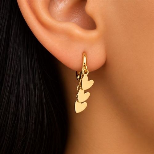 Brinco Argola 3 Corações Banhado a Ouro