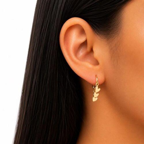 Brinco Argola  3 Cora��es Banhado a Ouro