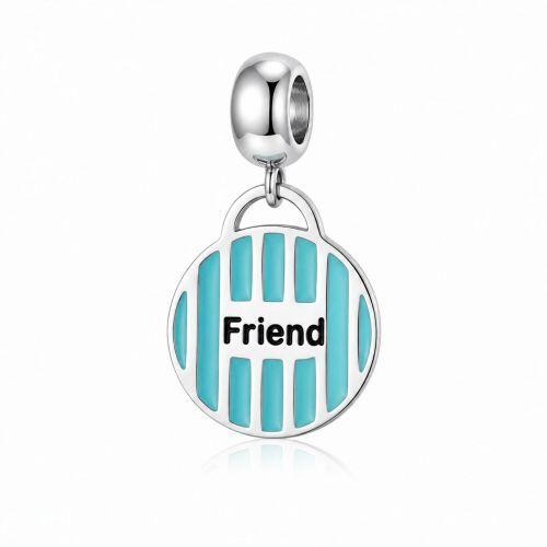 Berloque Friend Resina Azul Aço Inox