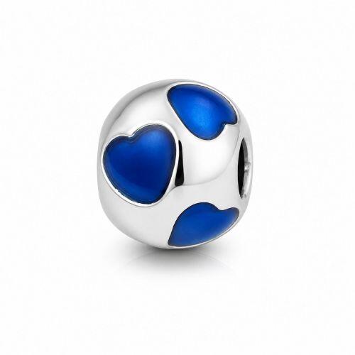 Berloque Separador Corações Azul Aço Inox