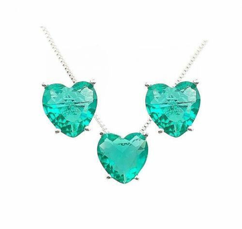 Conjunto Cora��o Zirc�nia Turmalina Banhado a Prata