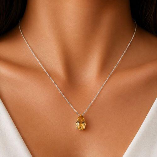 Colar Gota Zirc�nia Morganita A�o Inox